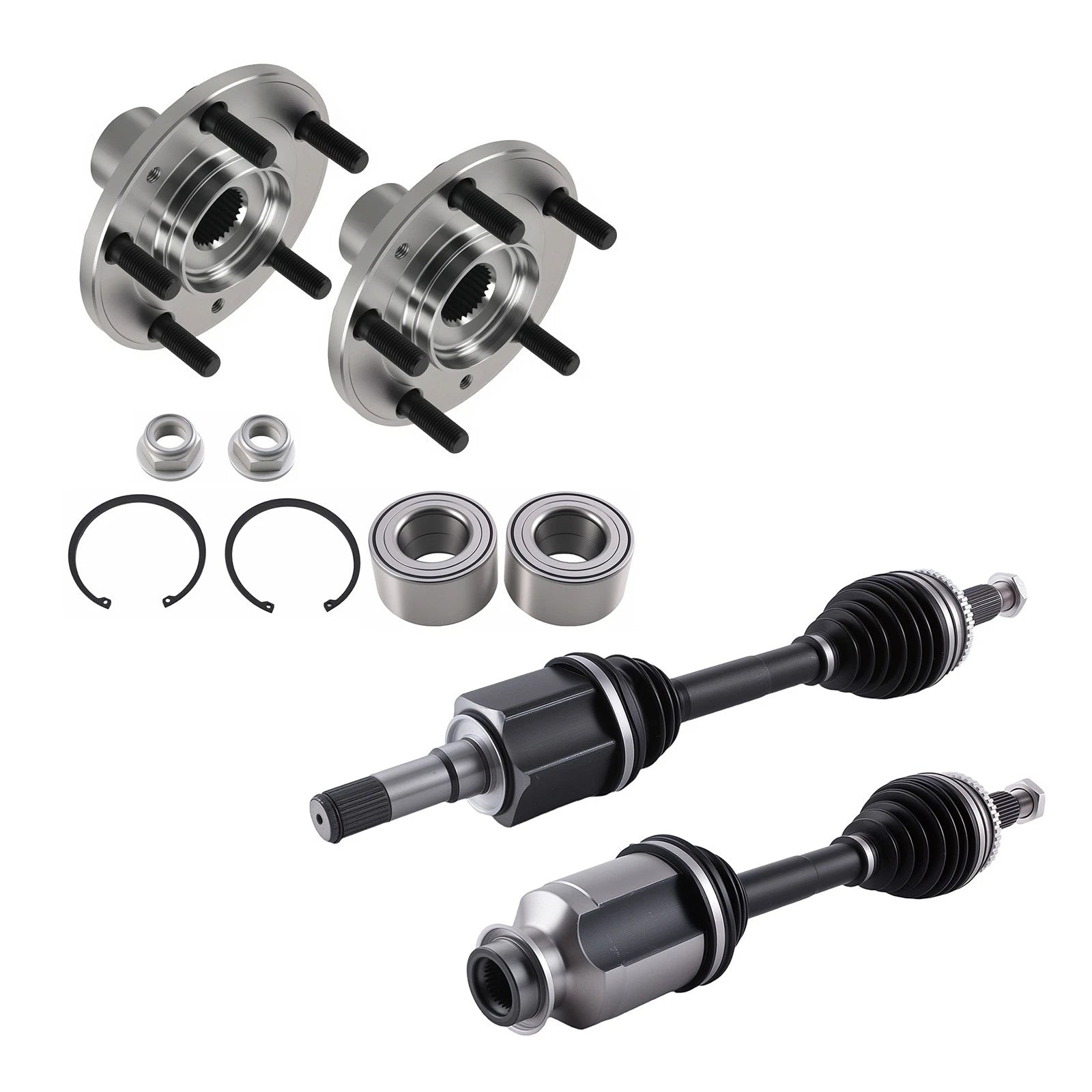 Front Wheel Bearing Hubs & CV Axle Shaft for Ford Edge Lincoln MKX (2007–2010)