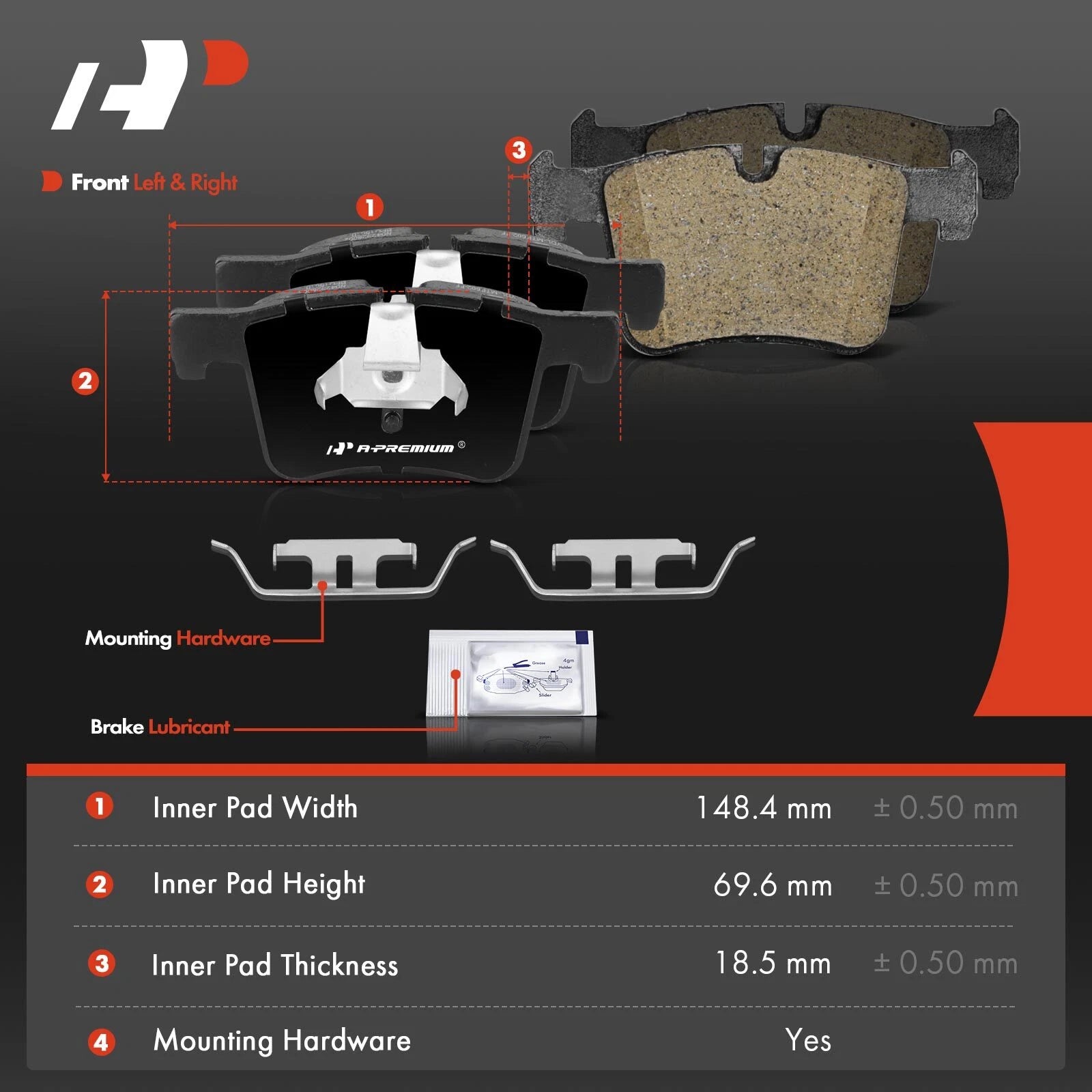 Set of 4 Front Ceramic Brake Pads for BMW 330i GT xDrive (2017–2019)