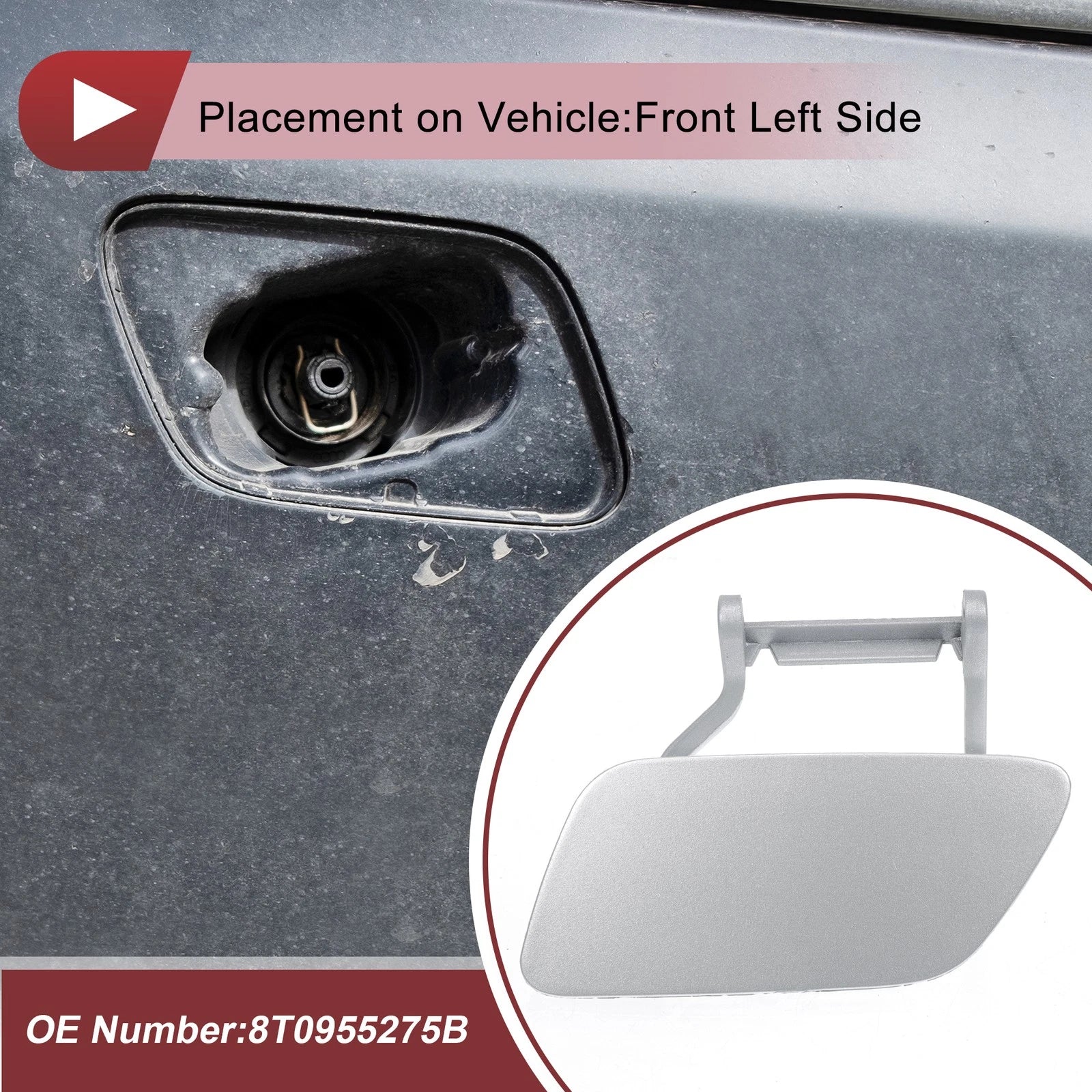 Front Left Washer Nozzle Cover Cap for Audi A5 (2012–2017) 1Pcs Silver Tone