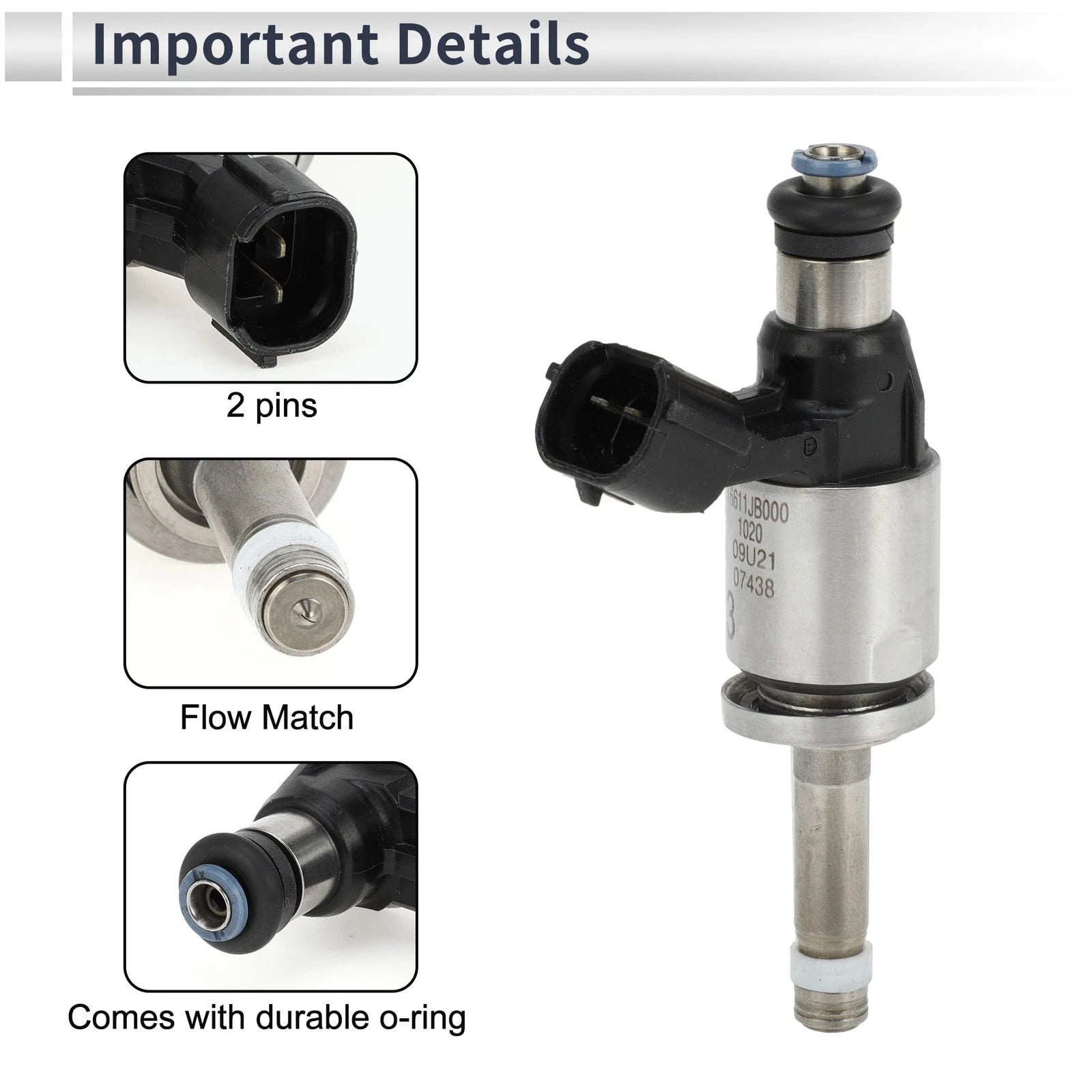 Fuel Injector for Subaru BRZ 2.0 (2013–2020) 1 Pc Black Silver Tone