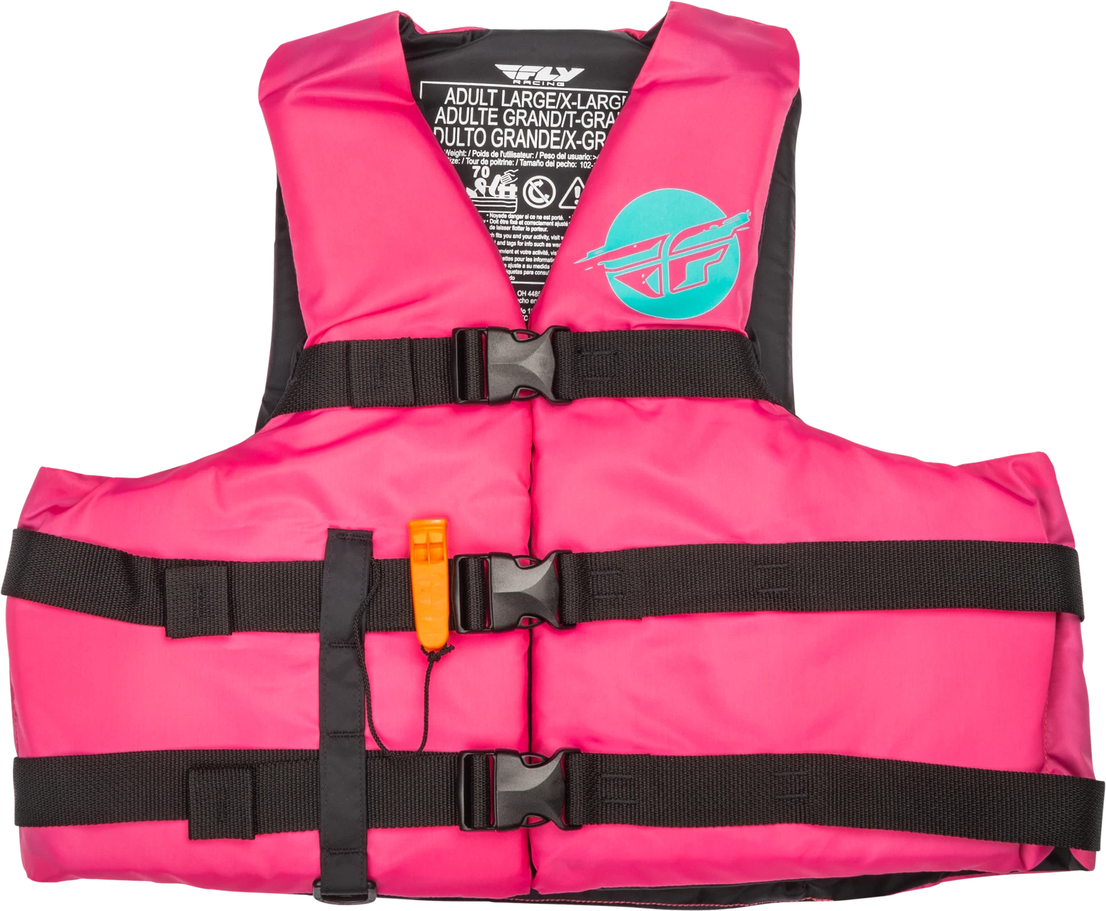 Fly Racing Nylon Flotation Vest 2X-Large for Watercraft (Neon Pink/Teal)