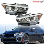 Headlights Pair for Infiniti Q50 (2014–2022) LED DRL Projector