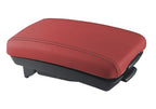 Leather Console Lid Armrest Cover for Kia Forte (2010–2013) Red Black Stitch