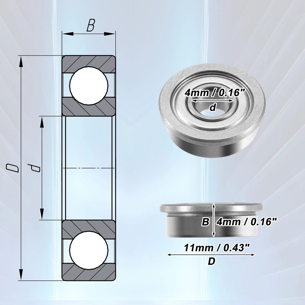 10 Pcs F694ZZ Flanged Bearings for Various Applications (703820135777)
