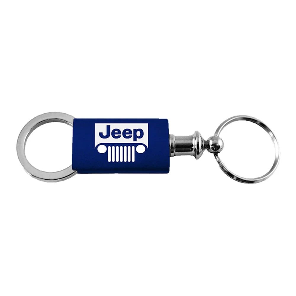Grille on Navy Anodized Aluminum Valet Keychain - Officially Licensed for Jeep