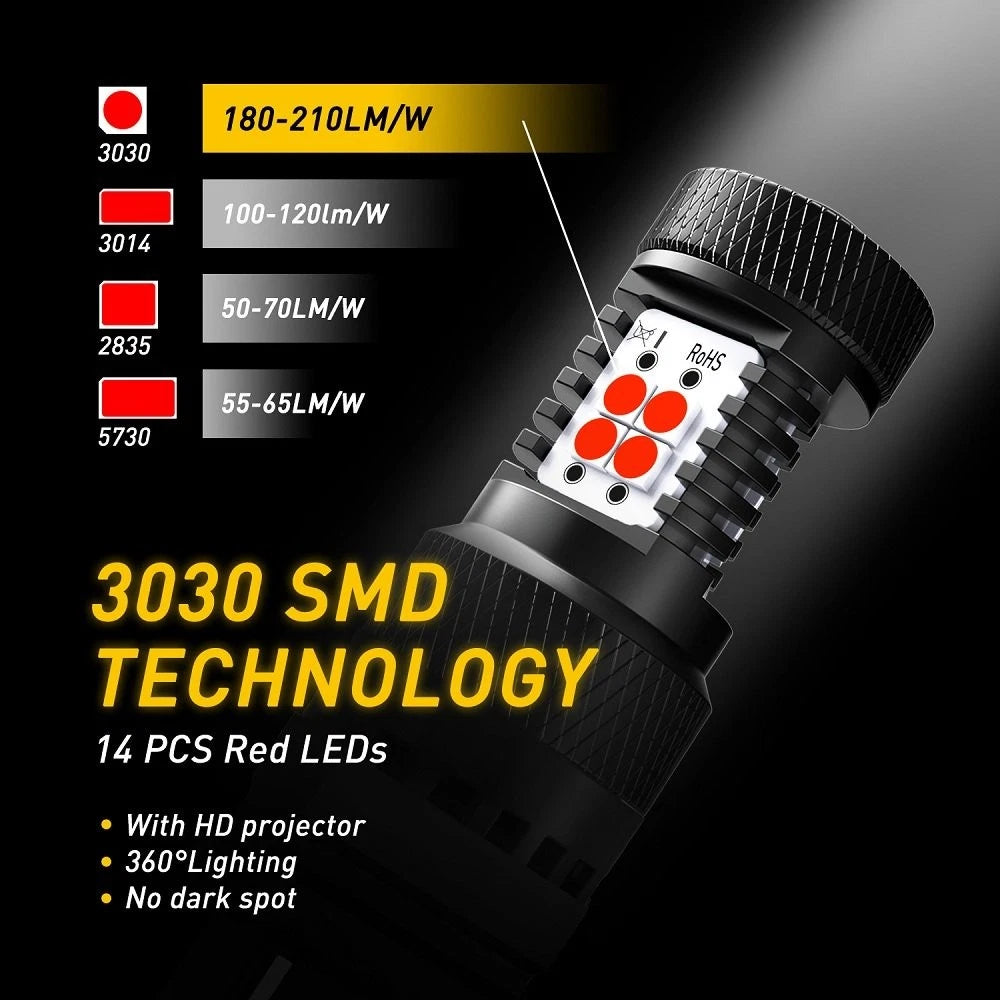 2X Red 3157 LED Strobe Brake Tail Stop Light Bulbs for Vehicles (YYYY–YYYY)