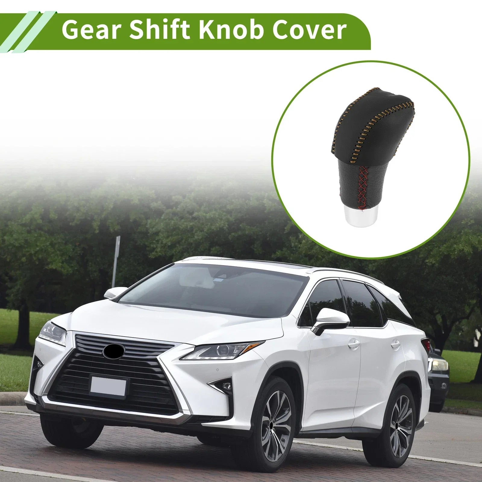 Car Gear Shift Knob Cover for Lexus RX350 2023-2024 Black Brown Faux Leather