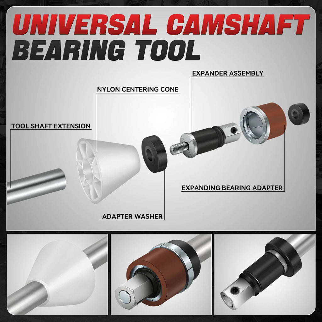 Camshaft Bearing Removal Tool Kit 16PC for Universal (1.125-2.69 in)