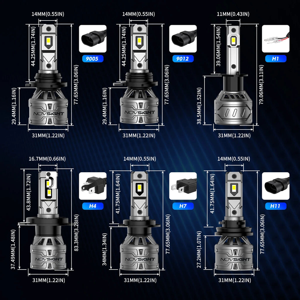 2X NOVSIGHT LED Headlight Bulbs for (13000LM, 6500K)