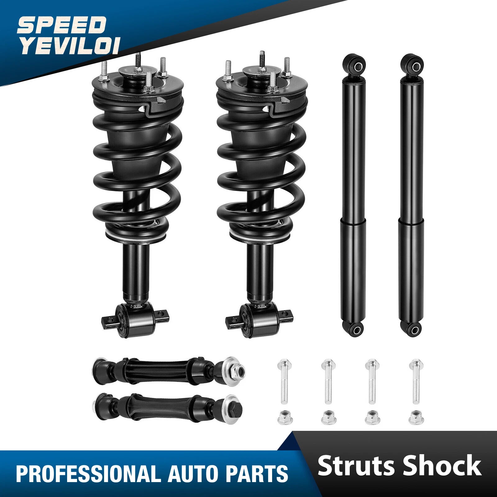4WD Front Struts Rear Shocks Sway Bars for Silverado Sierra (2014-2018)