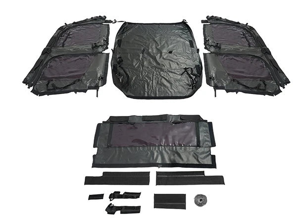 Soft Black Roof for Kawasaki Mule Pro FXT (2015–2023) with PVC Upper Doors & Rear Window