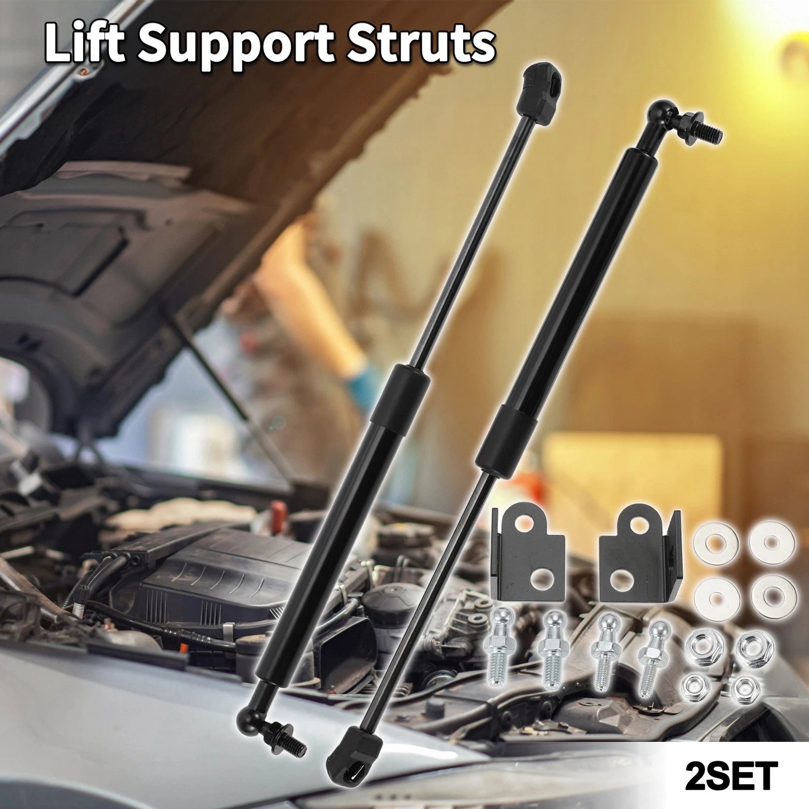 Set of 2 Front Hood Lift Supports Struts Gas Spring for Ford Mustang (2015–2022)