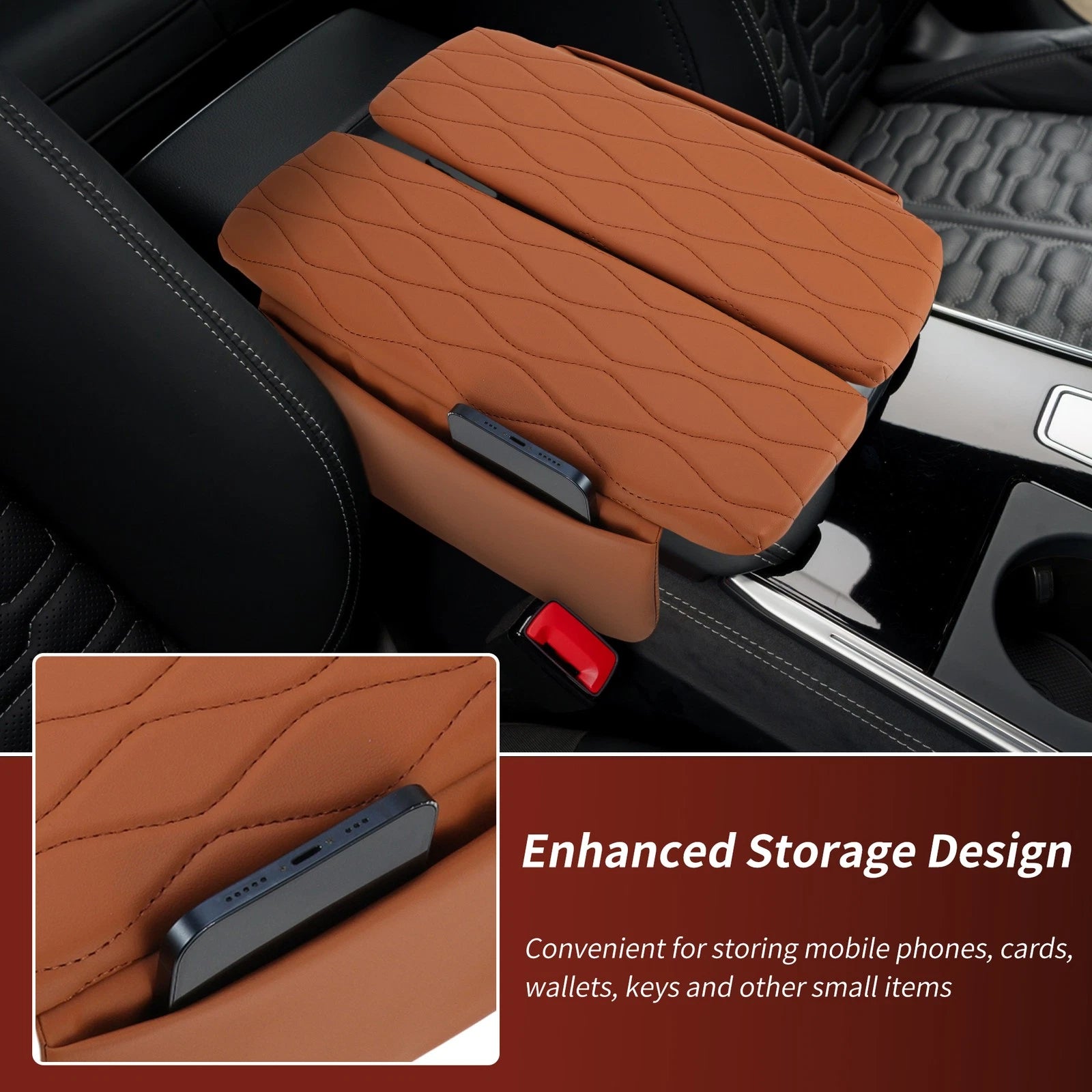 Center Console Cover for BMW X5 G05 (2019–2025) Napapi PVC Armrest Brown