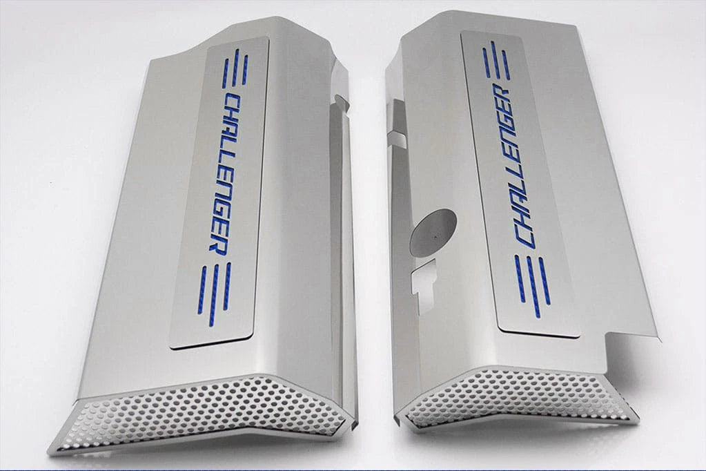 Fuel Rail Covers w/Blue CF Vinyl "Challenger" Inlay for 2008-11 SRT8 w/AM Intake