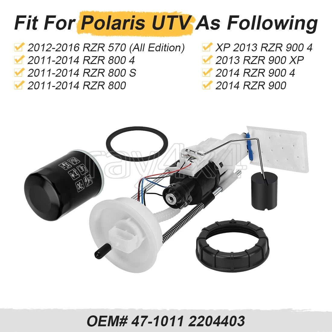 Fuel Pump Assembly & Oil Filter for Polaris RZR 570 800 900 (2011–2016) #47-1011
