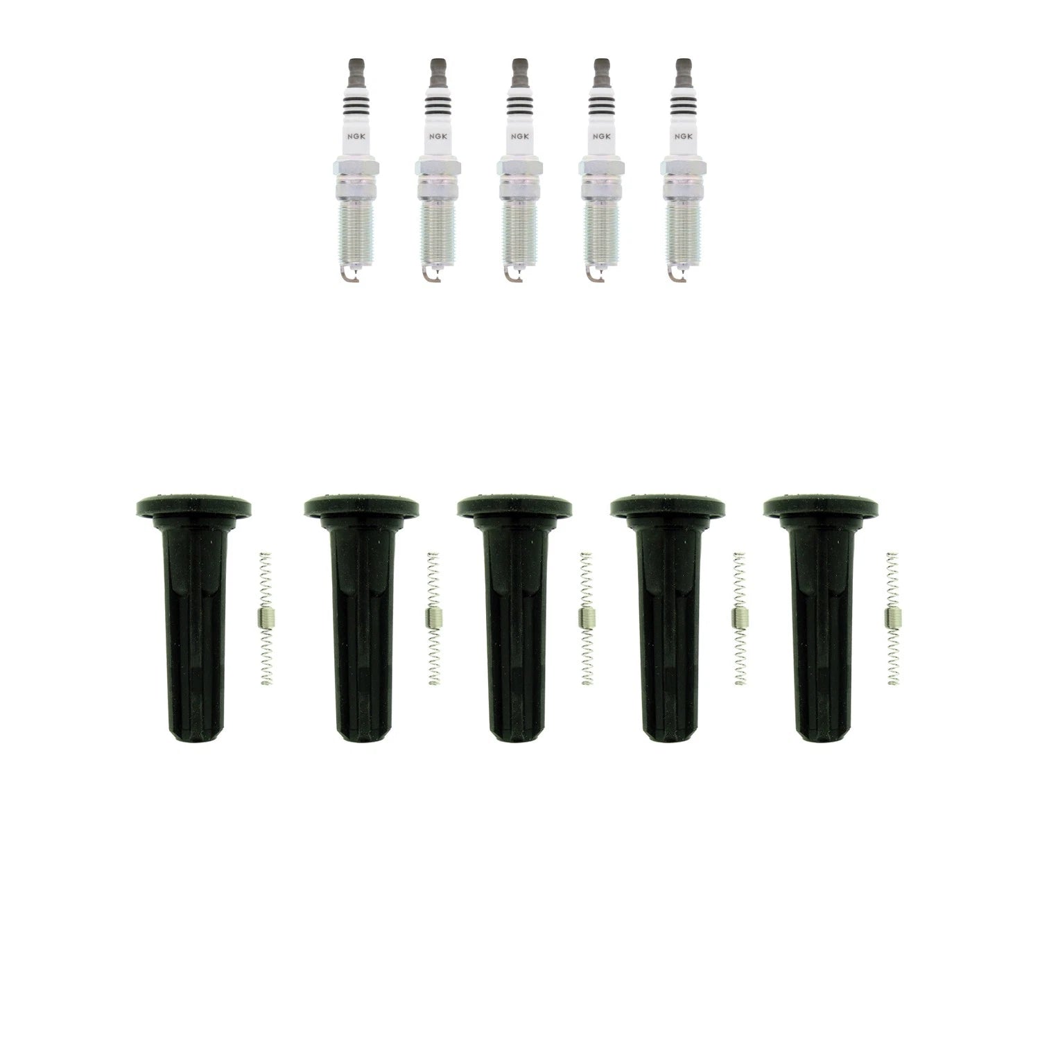 NGK 5 Ruthenium HX Spark Plugs & Coil Boots Kit for Canyon Colorado H3 (2004–2012)