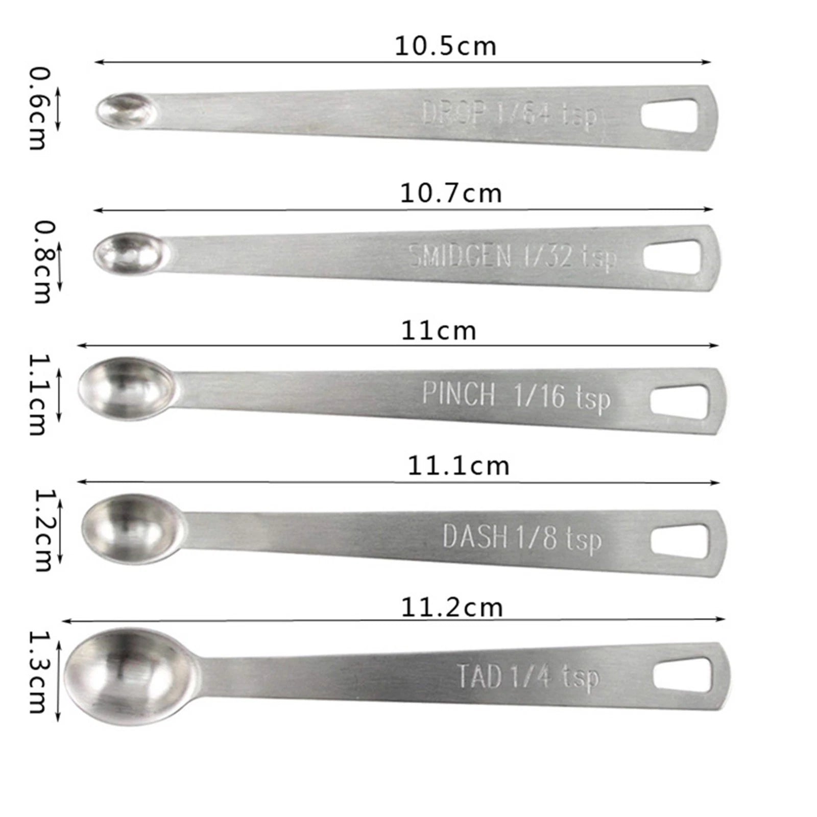 Set of 5 Stainless Steel Measuring Spoons with Ring Holder