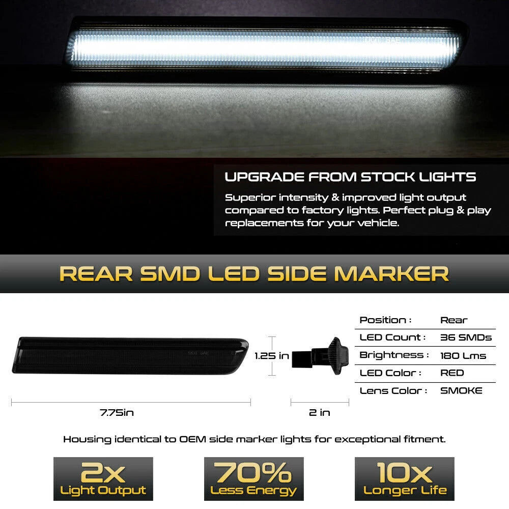 Smoked White Rear Corner Side Marker Lights for Acura TL (2004–2008)