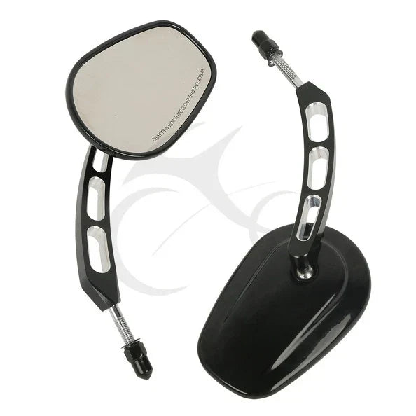 8mm Black/Chrome Rearview Mirrors for Harley Fat Bob Softail Deluxe (2008-2016)