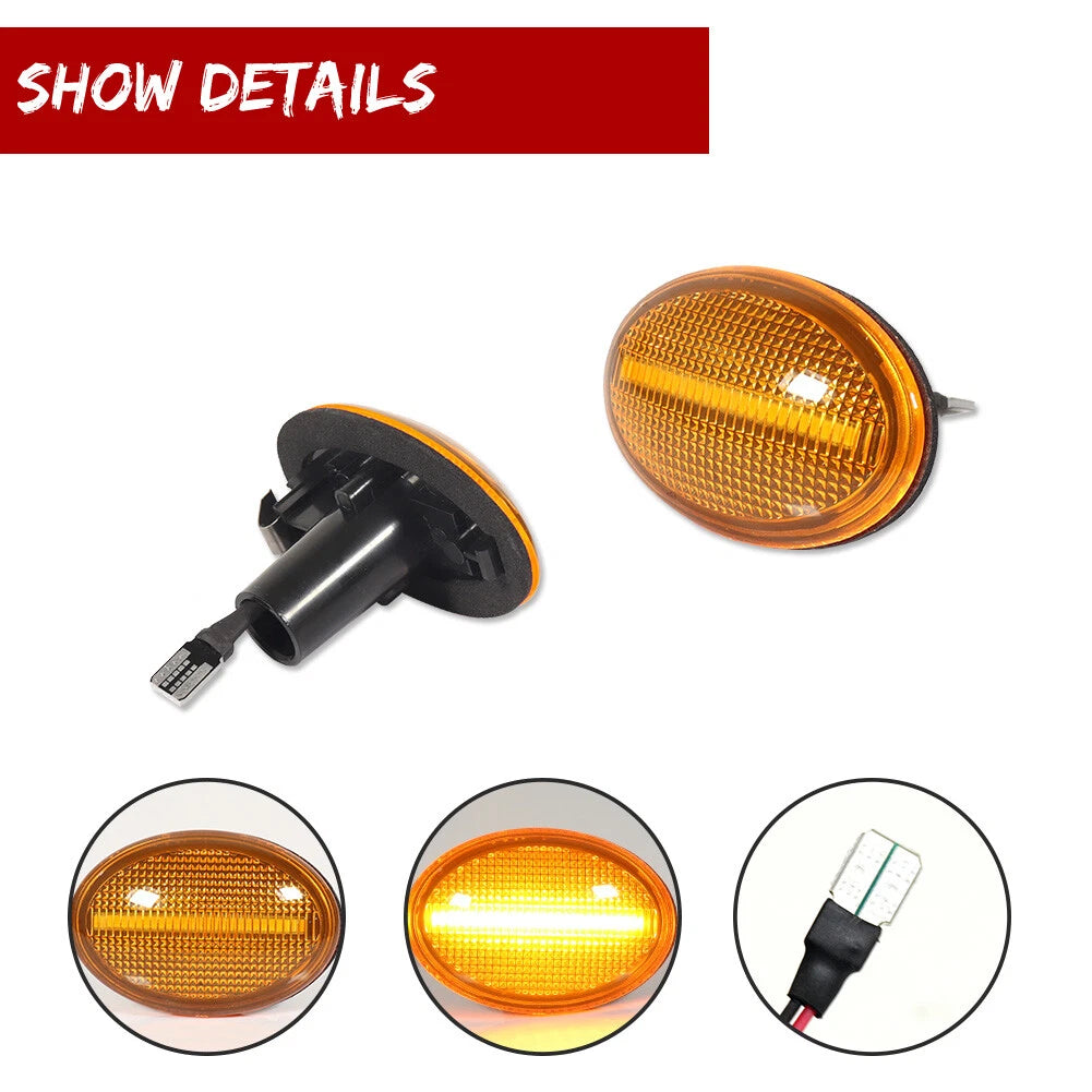 2X Yellow Amber LED Fender Side Marker Lamp for MINI Cooper