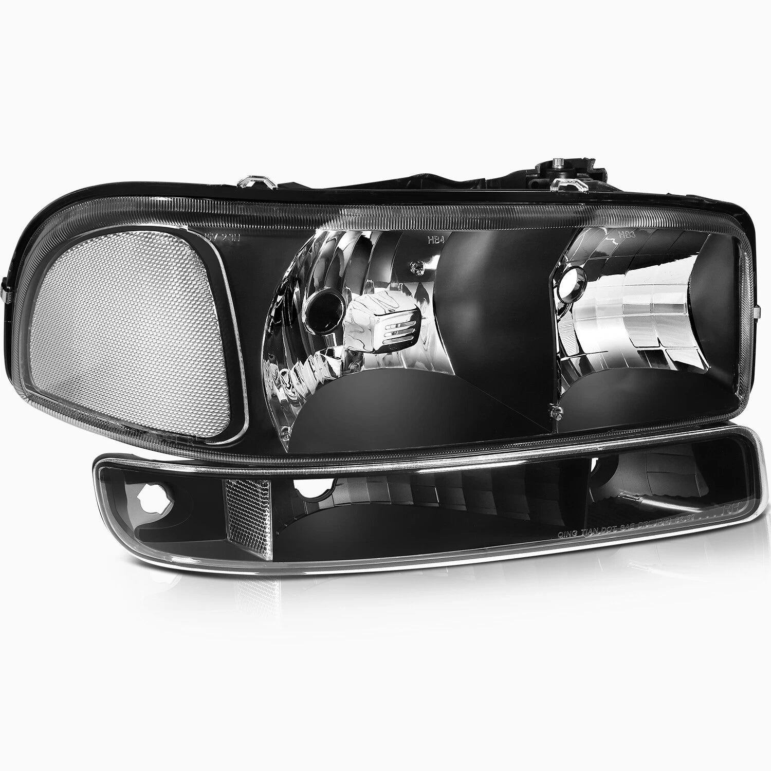 Headlight Assembly for GMC Sierra 1500-3500 (1999-2006) Black Housing