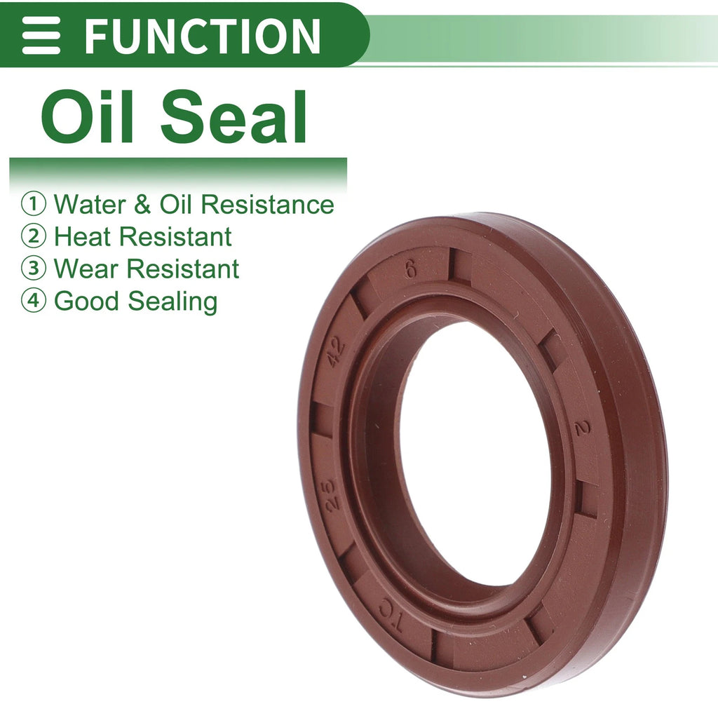 Set of 5 Oil Seal Rotary Shaft Seal FKM Rubber 25x42x6mm