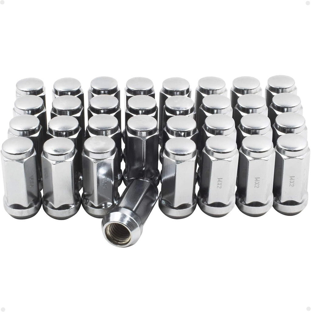 24x Chrome M14x1.5 Lug Nuts for Chevy Silverado Tahoe (2007–2023)