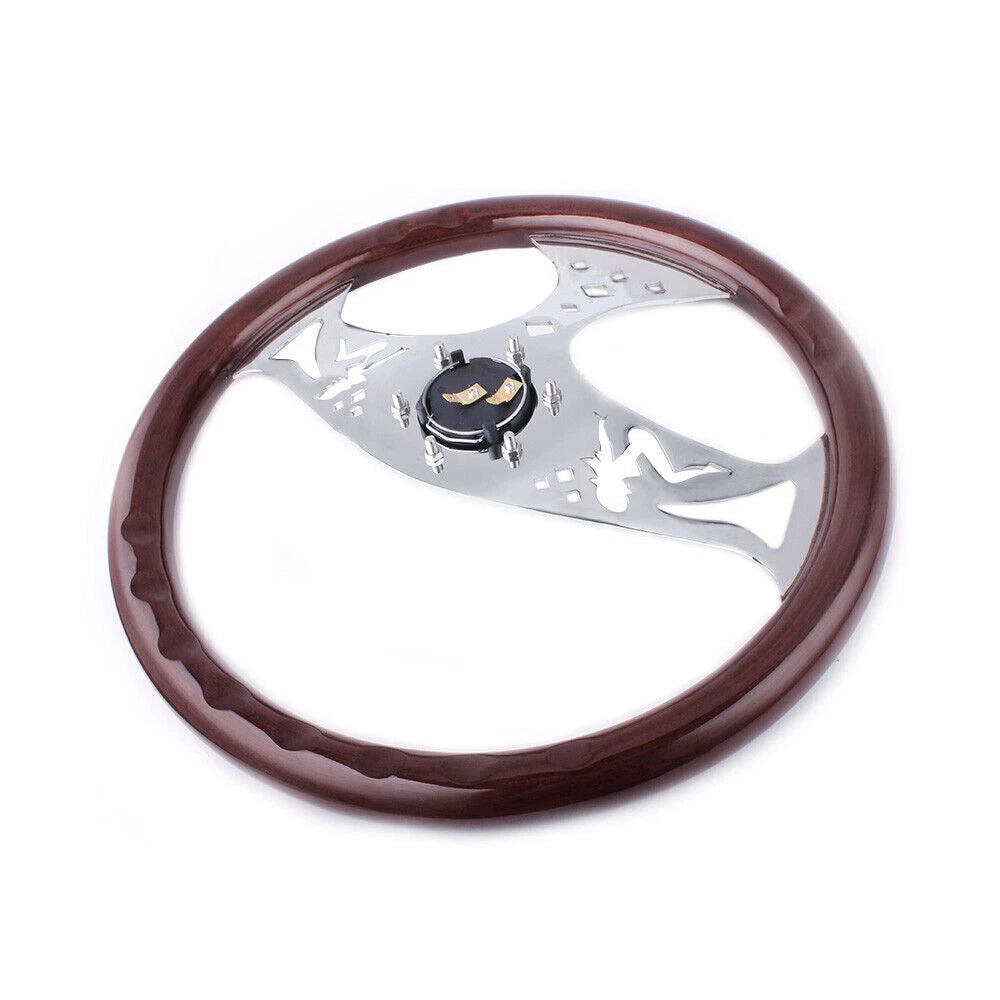 Racing 380mm 15" Classic Wood Grain Deep Dish Steering Wheel for Universal