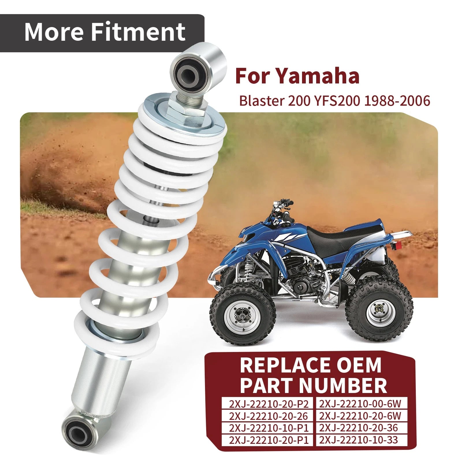 2X Rear Shock Absorber for Yamaha Blaster YFS200 (1988–2006) 2J-22210-20-6W
