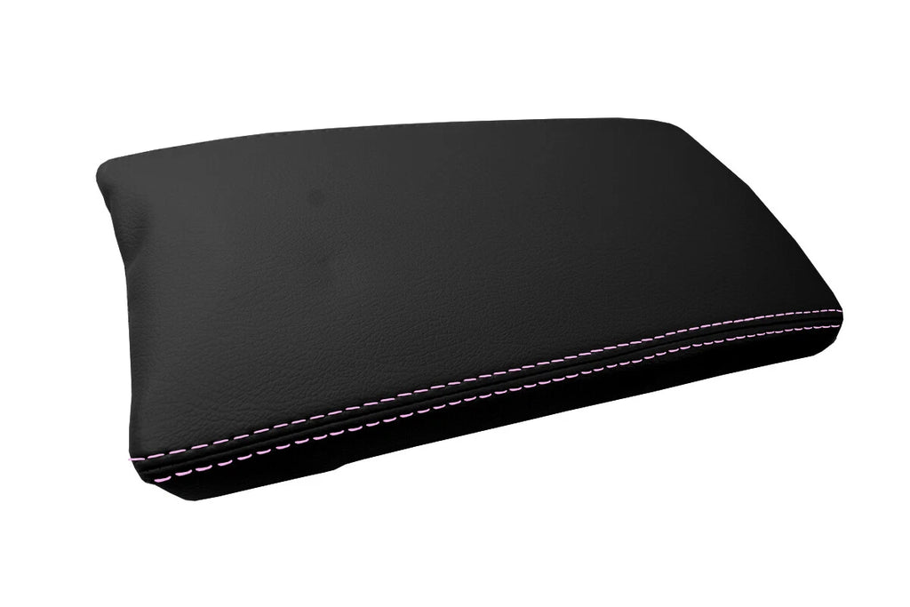 Leather Console Lid Armrest Cover for Toyota Prius (2010–2015) Pink Stitch