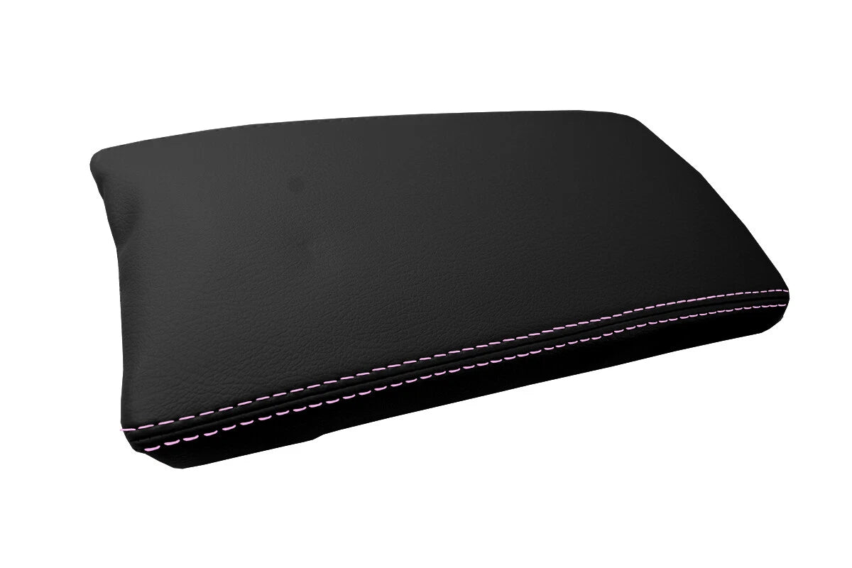 Leather Console Lid Armrest Cover for Toyota Prius (2010–2015) Pink Stitch