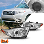 Chrome Housing Amber Corner Projector Headlight for Highlander (2011–2013)