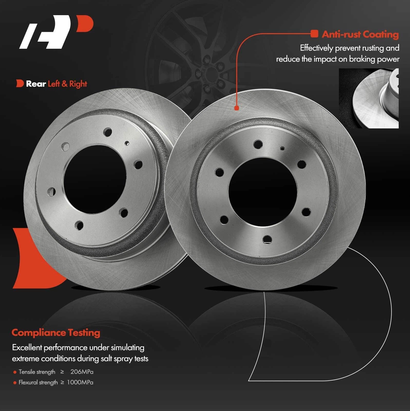 2Pcs Rear Disc Brake Rotors for Honda Passport Acura SLX Isuzu Amigo (1994–2002)