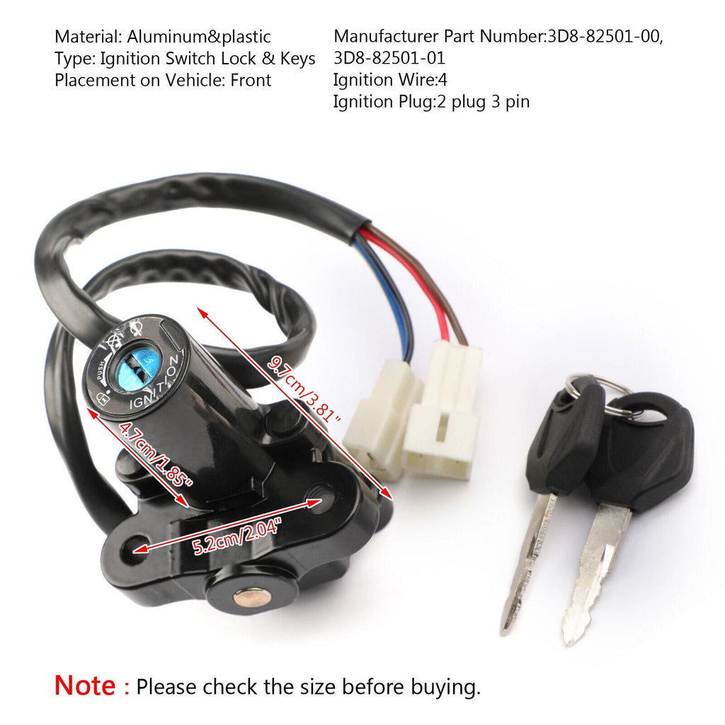 Ignition Switch Lock Keys for Yamaha XVS950 V-Star, XVS1300A, XVS1300BG (2009–2017)