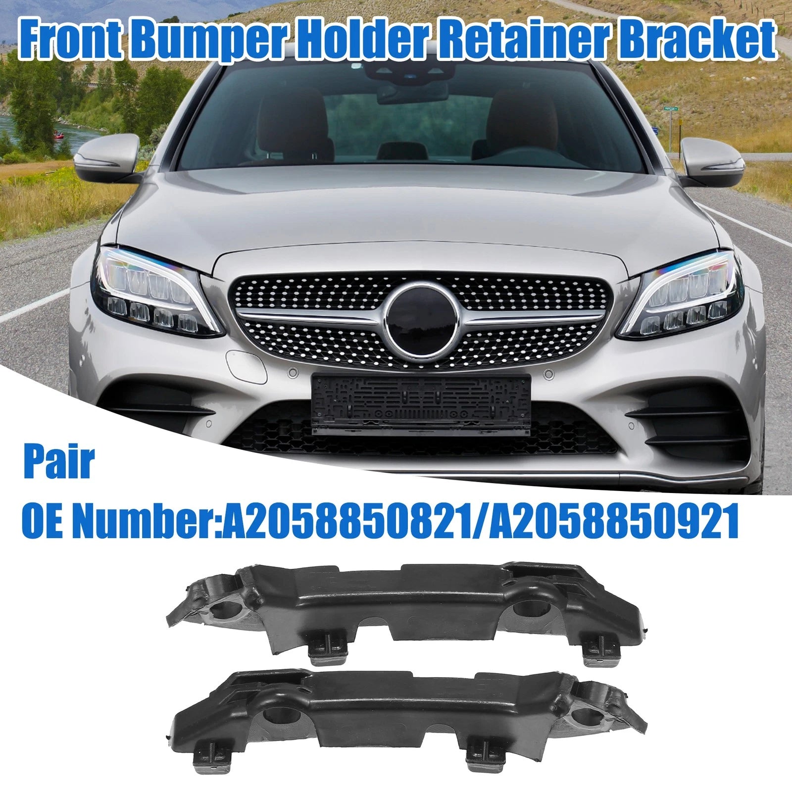Set of 2 Upper Bumper Cover Support Brackets for Mercedes-Benz C43 (2017–2020)