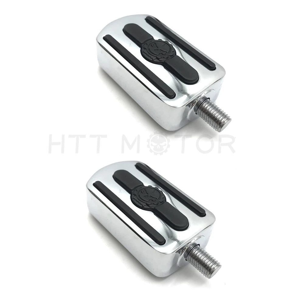 2X Chrome Gear Furious Skull Shifter Peg Toe Heel Rest Peg for Harley 1984–2017