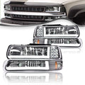 LED DRL Chrome Headlights for Chevy Silverado, Suburban, Tahoe (1999–2006)