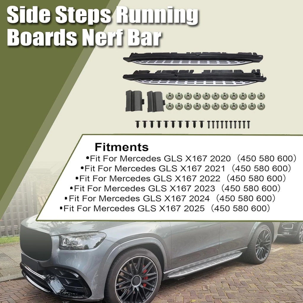 Set of 2 Side Steps Running Boards for Mercedes GLS X167 (2020–2025)