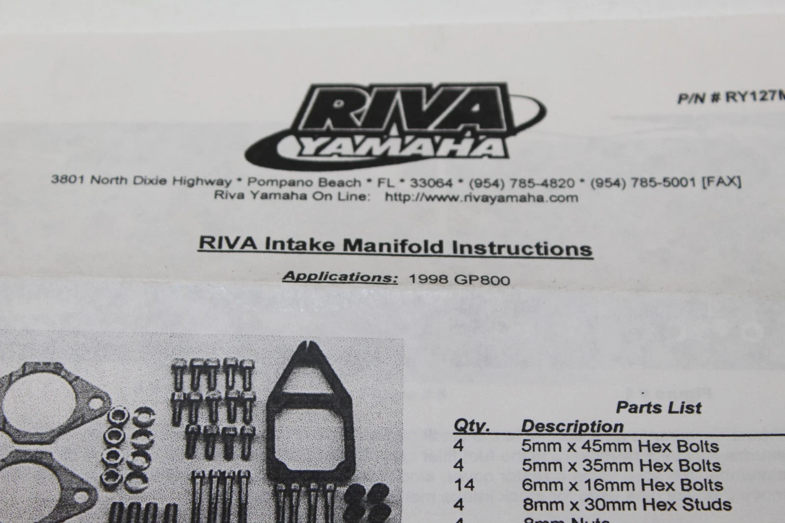 Intake Manifold for Yamaha GP800 GP 800 Riva Racing (44/46mm)