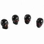 Skull Tire Valve Stem Caps for Universal Fit (4-Pack) (Black)