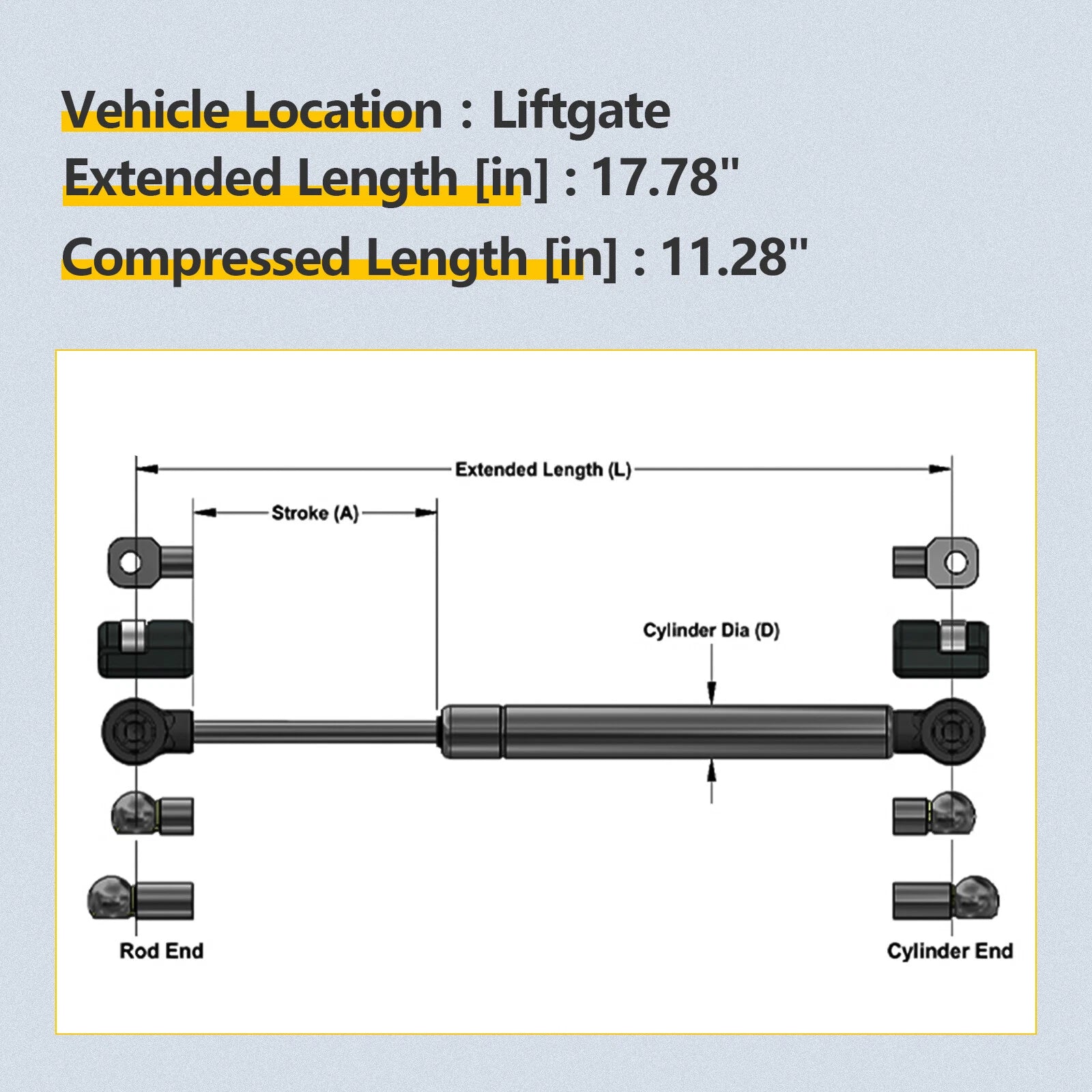 Set of 2 Rear Hatch Lift Supports for Hyundai Santa Fe (2007–2012)