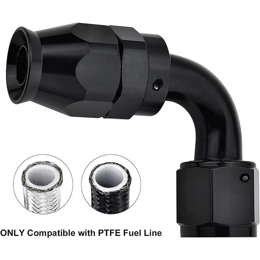 Set of 4 PTFE Hose End Fittings 90 Degree for 4AN 6AN 8AN 10AN