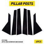 Set of 4 Glossy Black Pillar Posts Window Trim Covers for Genesis G80 (2015–2022)