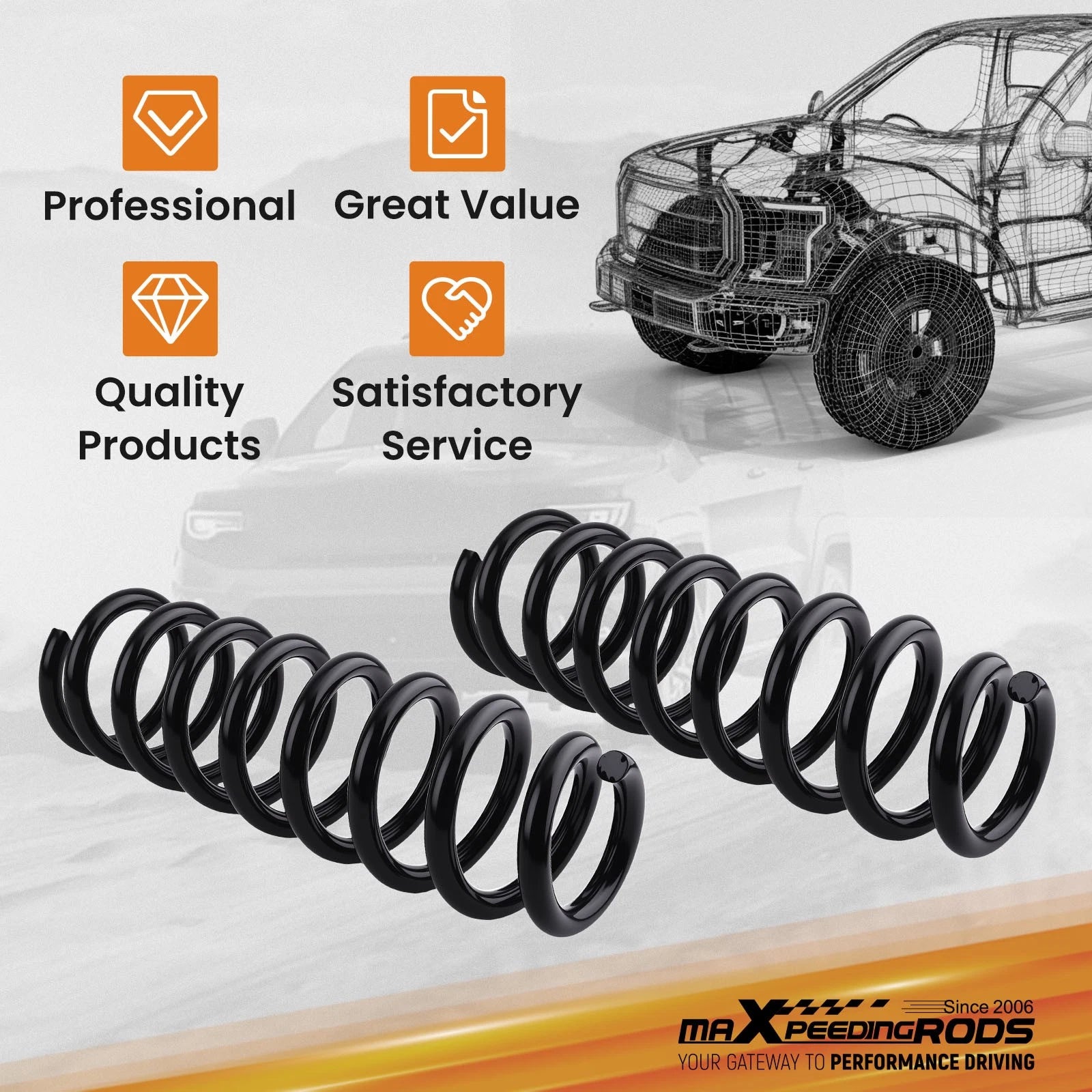 Heavy Duty Lowering Springs for Chevy Silverado 1500 2WD V8 (2019–2022)