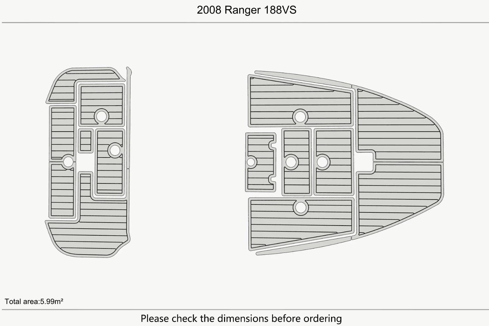 EVA Pad Foam Teak Deck Flooring Mat for Ranger 188VS (2008)