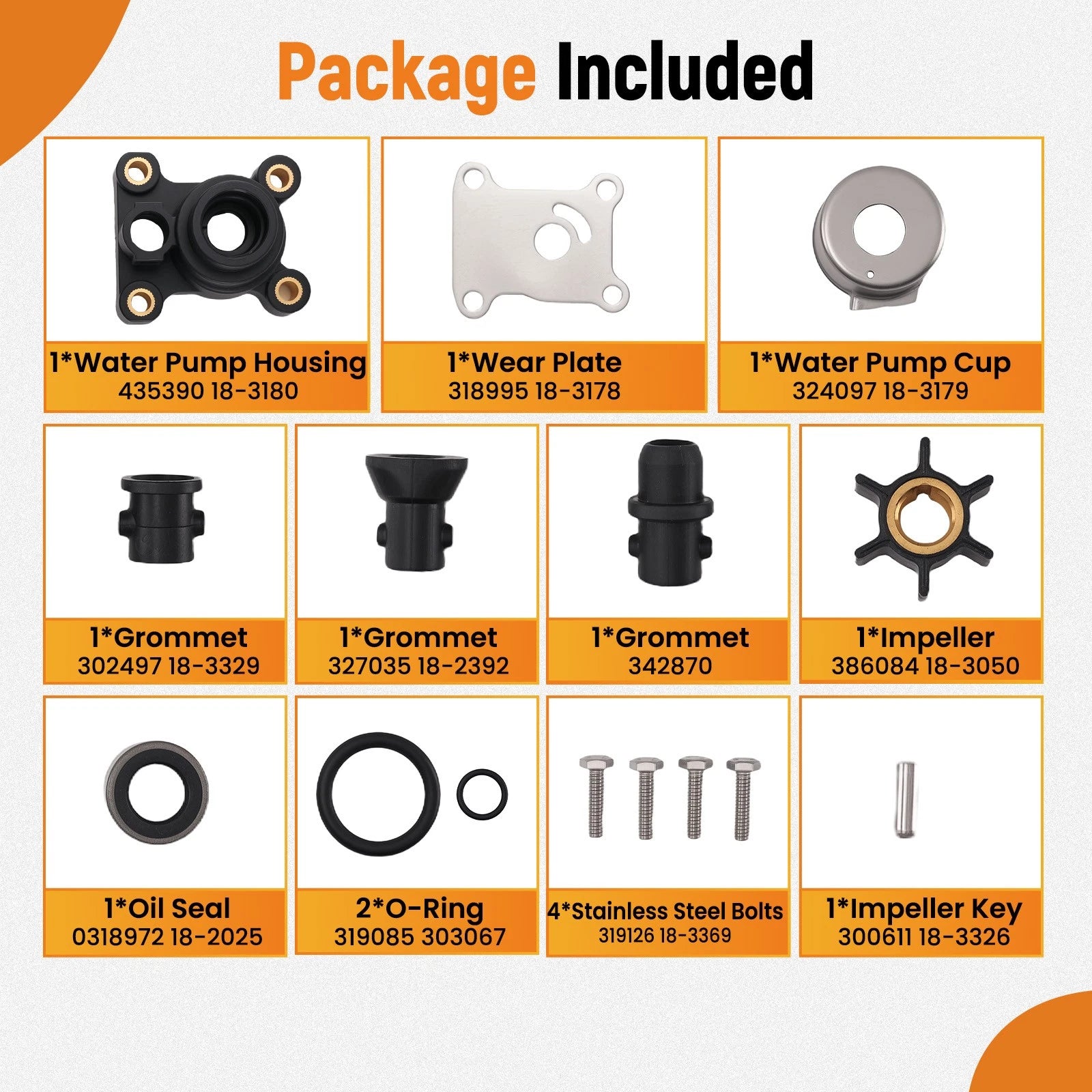 Impeller Kit for Johnson Evinrude 9.9-15HP (1974-2007)