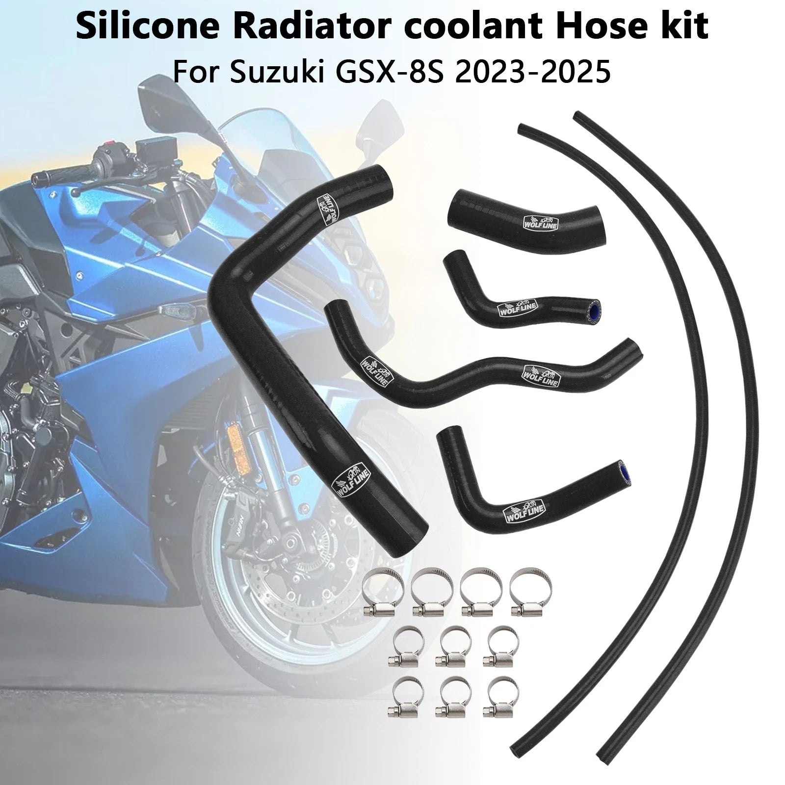 Silicone Radiator Coolant Hose for Suzuki GSX-8S (2023–2025) Black