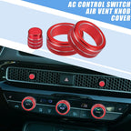 7 x Car AC Control Switch Air Vent Knob Covers for Honda Civic (2022-2023) Red