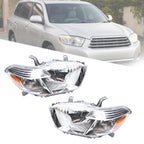 Halogen Headlights for Toyota Highlander (2008–2010) Clear Lens Chrome