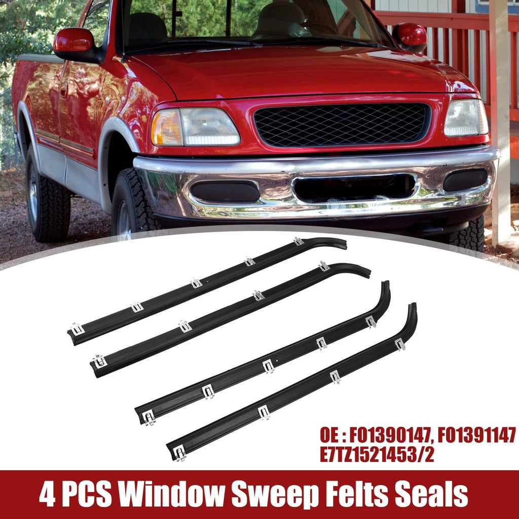 Set of 4 Inner Outer Weatherstrip Window Sweep Seals for Ford F150 F250 F350 